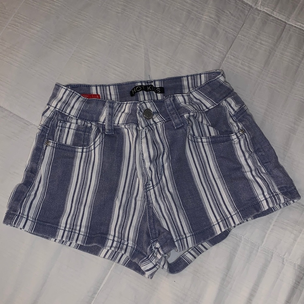 Jean color/White striped shorts (high rise)